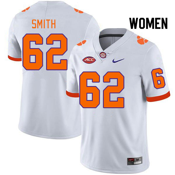 Women's Clemson Tigers Bryce Smith #62 College White NCAA Authentic Football Stitched Jersey 23NR30LN